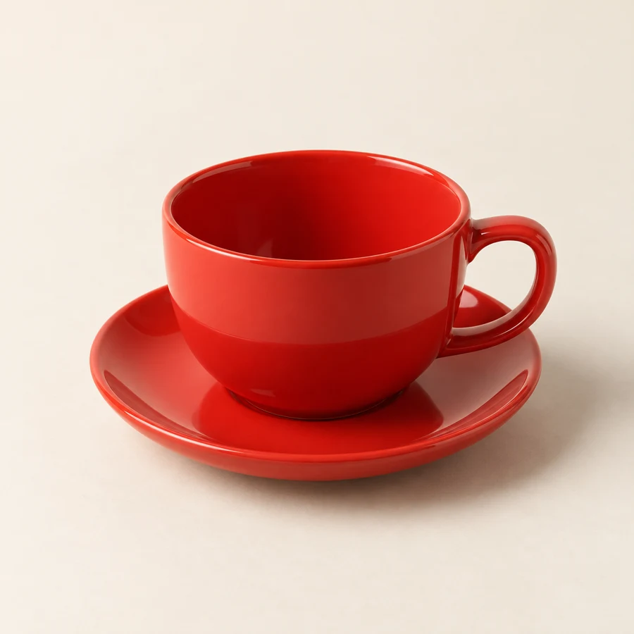 Café Cup & Saucer — Tomato Red