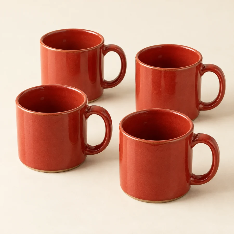 Kitchen Shelf Mug Set — Tomato Red